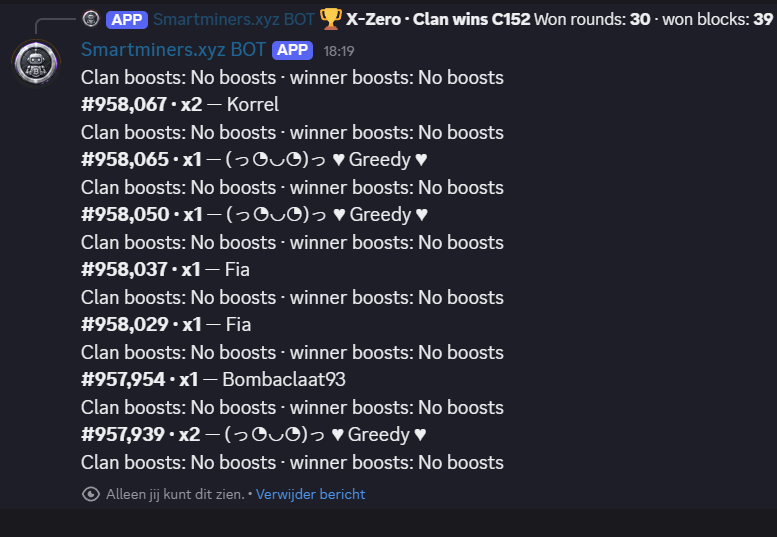 Discord preview of the free clan wins command
